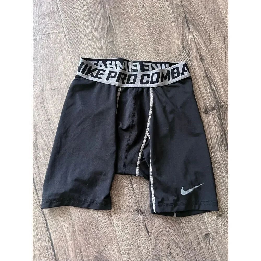 Nike Pro Combat Shorts Youth Small Black Athletic Compression Shorts